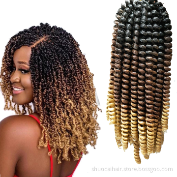 ombre free sample spring twist hair synthetic braiding crochet hair extensions spring twist braiding curl hair 8inch 12inch